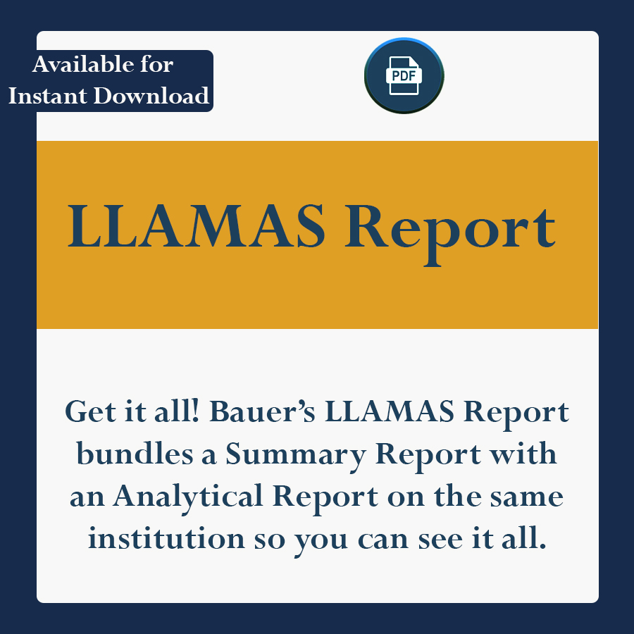 Get it all! Bauer's LLAMAS Report bundles a Summary Report with an Analytical report on the same institution so you can see it all.